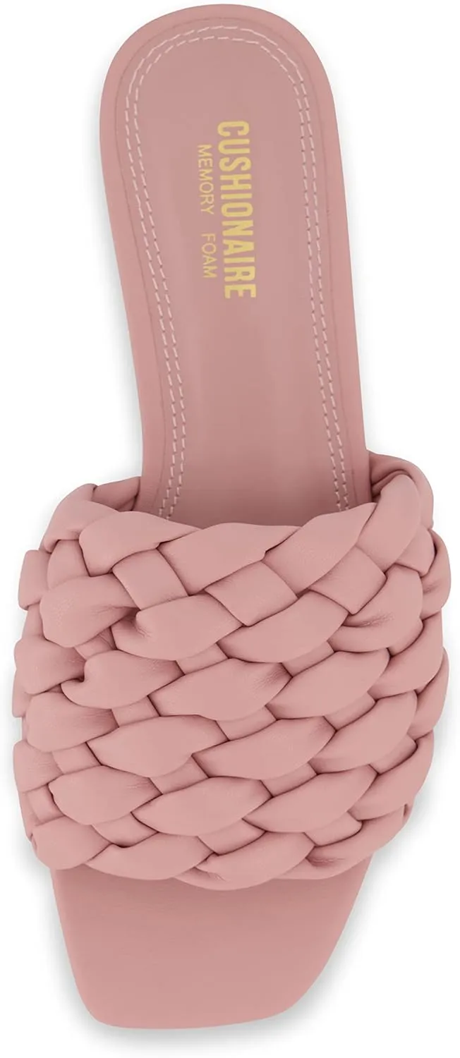 CUSHIONAIRE Women's Aramis woven slide sandal  Memory Foam, Wide Widths Available
