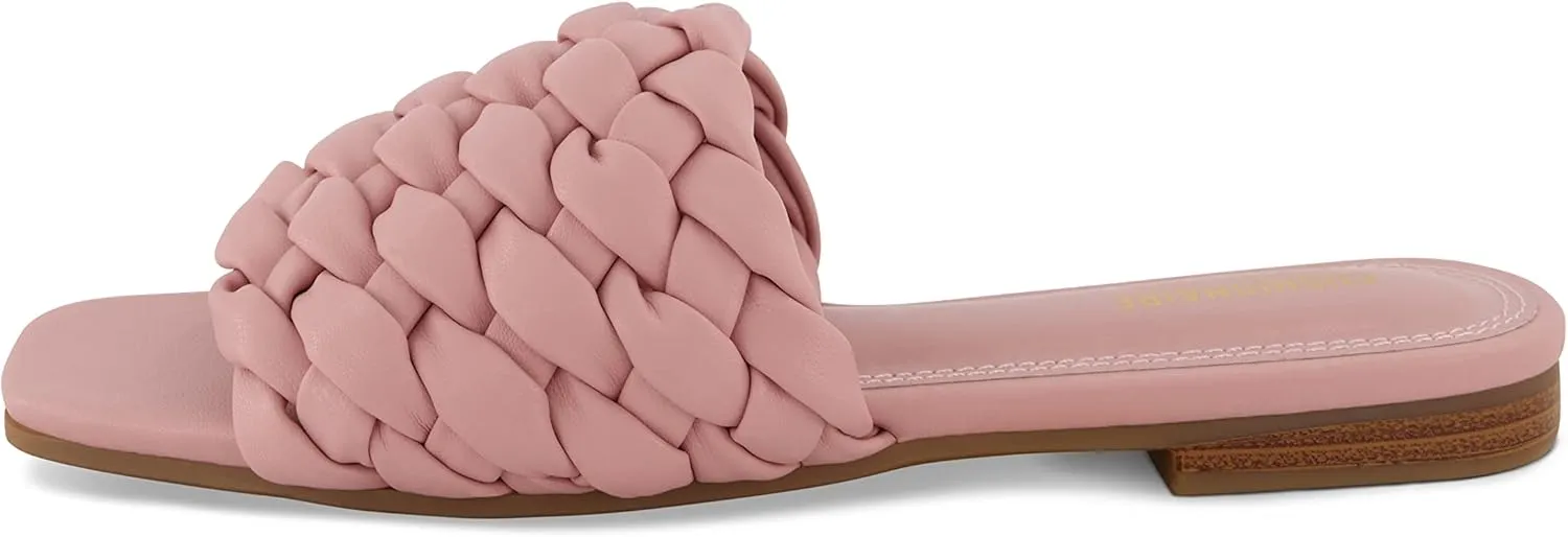 CUSHIONAIRE Women's Aramis woven slide sandal  Memory Foam, Wide Widths Available