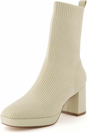 CUSHIONAIRE Women's Bancroft Stretch platform heel boot  Memory Foam, Wide Widths Available