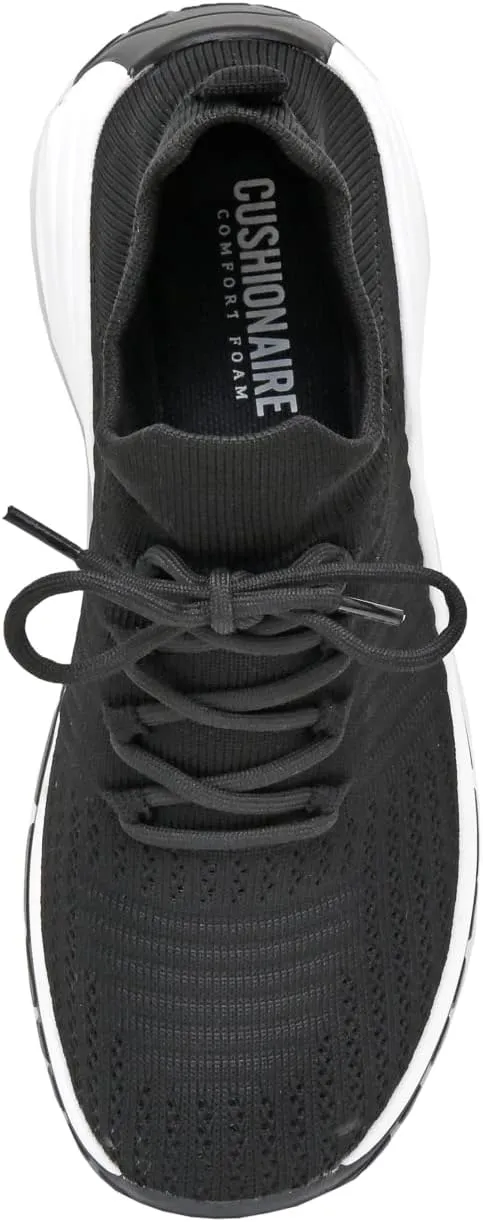 CUSHIONAIRE Women's Blaze Stretch Knit Slip on lace Sneaker  Memory Foam & LiteSole Technology