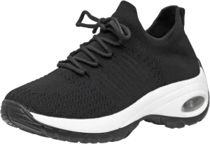 CUSHIONAIRE Women's Blaze Stretch Knit Slip on lace Sneaker  Memory Foam & LiteSole Technology