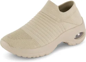 CUSHIONAIRE Women's Breeze Stretch Knit Slip on Sneaker  Memory Foam & LiteSole Technology