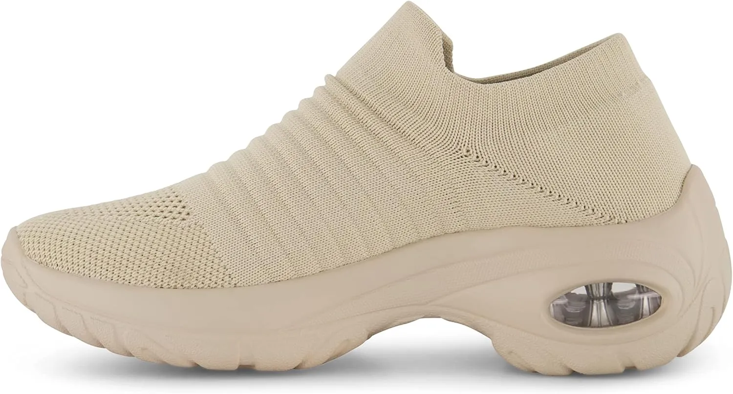 CUSHIONAIRE Women's Breeze Stretch Knit Slip on Sneaker  Memory Foam & LiteSole Technology