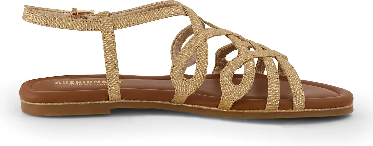 CUSHIONAIRE Women's Joanna flat sandal  Comfort Foam, Wide Widths Available
