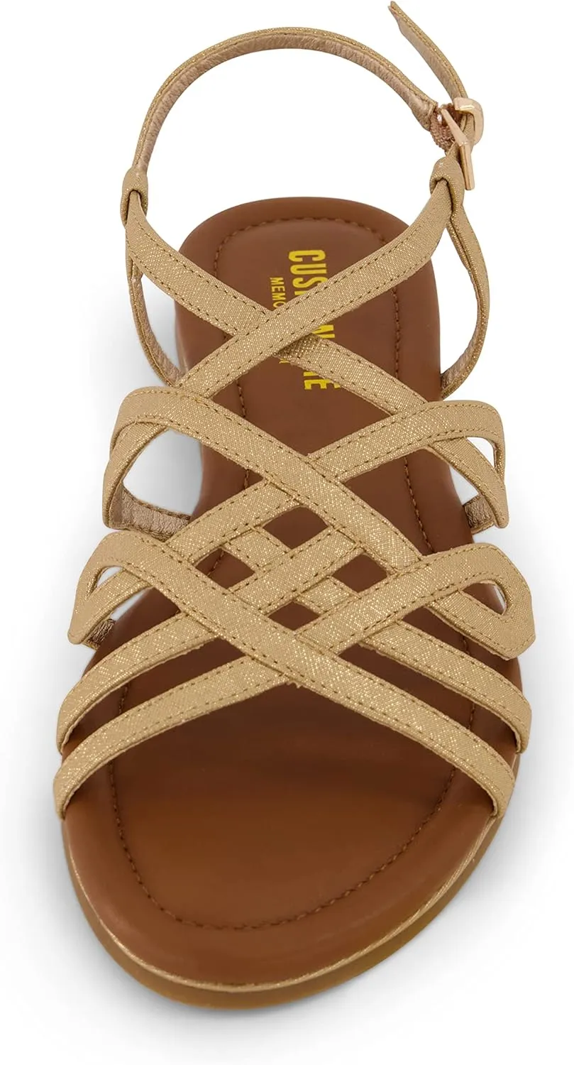 CUSHIONAIRE Women's Joanna flat sandal  Comfort Foam, Wide Widths Available