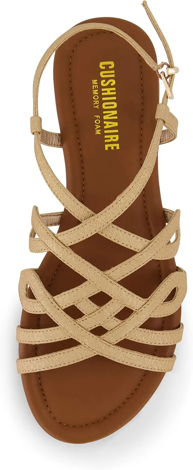 CUSHIONAIRE Women's Joanna flat sandal  Comfort Foam, Wide Widths Available