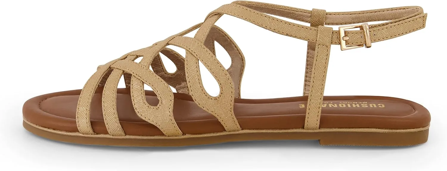CUSHIONAIRE Women's Joanna flat sandal  Comfort Foam, Wide Widths Available