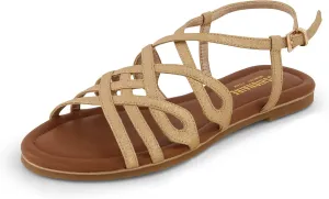 CUSHIONAIRE Women's Joanna flat sandal  Comfort Foam, Wide Widths Available
