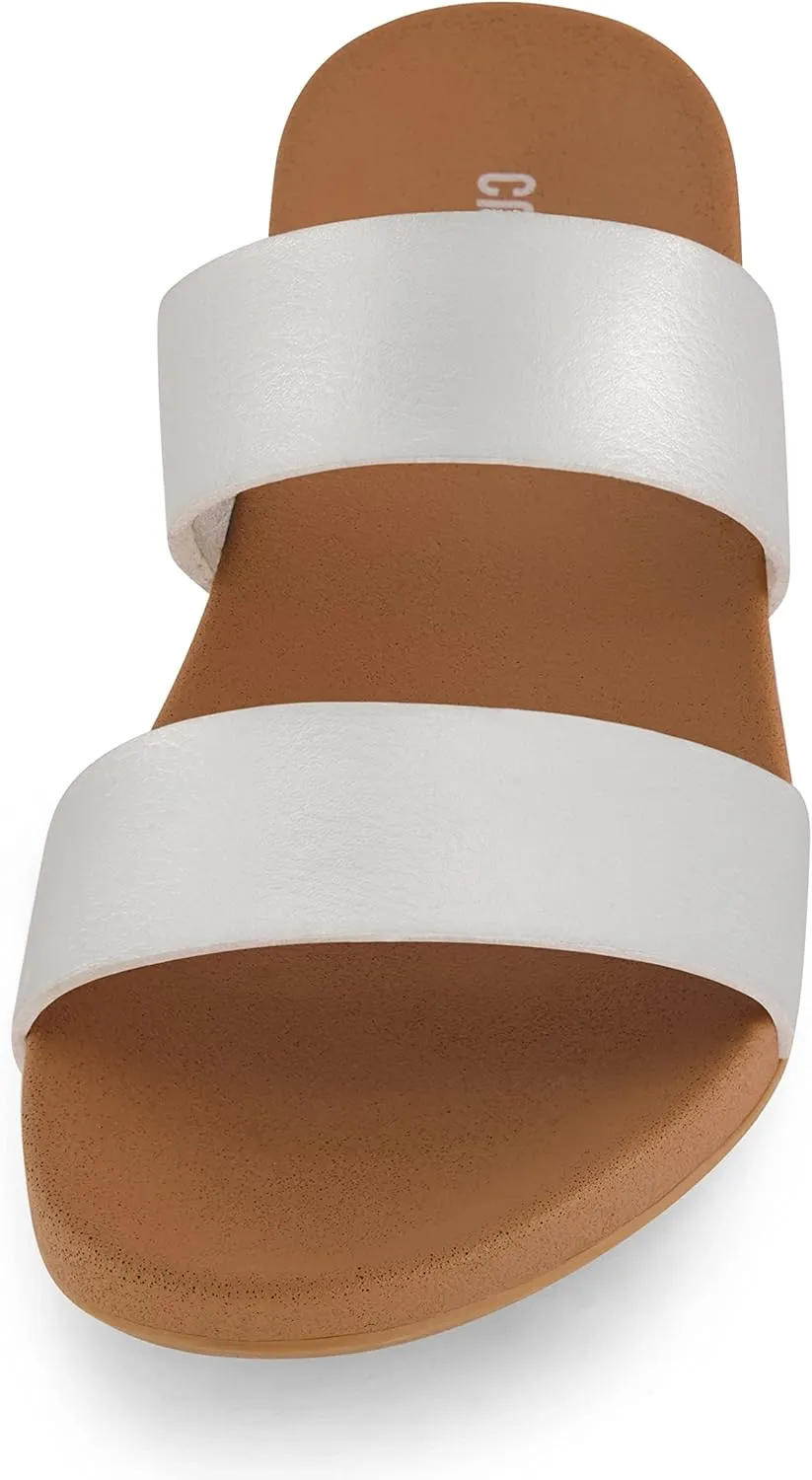 CUSHIONAIRE Women's Josie 2 band slide footbed sandal  Comfort Foam
