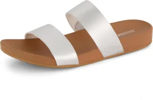 CUSHIONAIRE Women's Josie 2 band slide footbed sandal  Comfort Foam