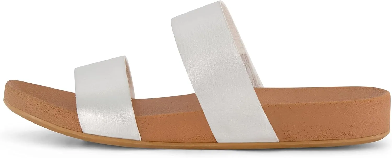 CUSHIONAIRE Women's Josie 2 band slide footbed sandal  Comfort Foam