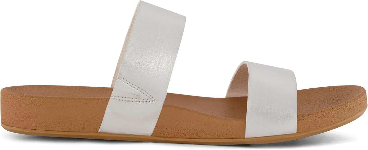 CUSHIONAIRE Women's Josie 2 band slide footbed sandal  Comfort Foam
