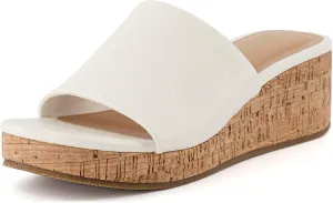 CUSHIONAIRE Women's Nano cork wedge sandal  Memory Foam, Wide Widths Available