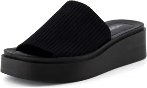 CUSHIONAIRE Women's Pim knit platform sandal with  Memory Foam
