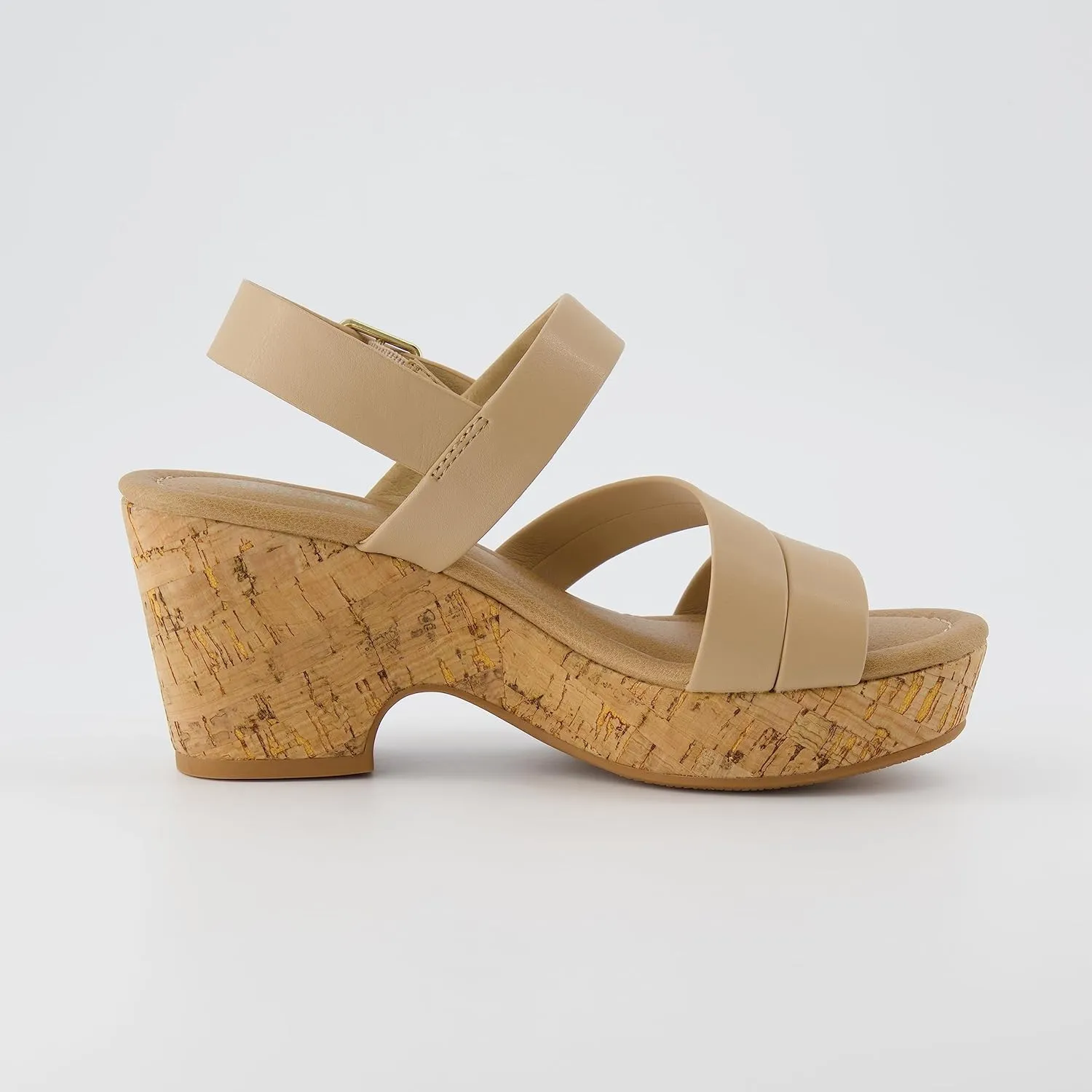 CUSHIONAIRE Women's Russ cork wedge sandal  Memory Foam, Wide Widths Available