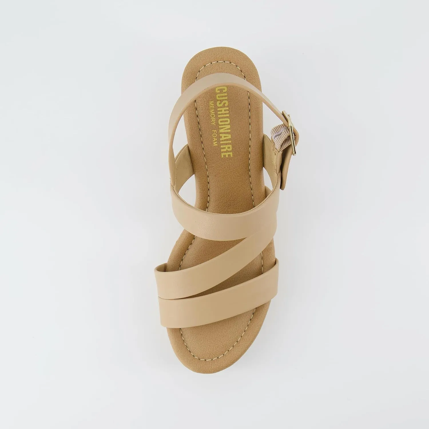 CUSHIONAIRE Women's Russ cork wedge sandal  Memory Foam, Wide Widths Available