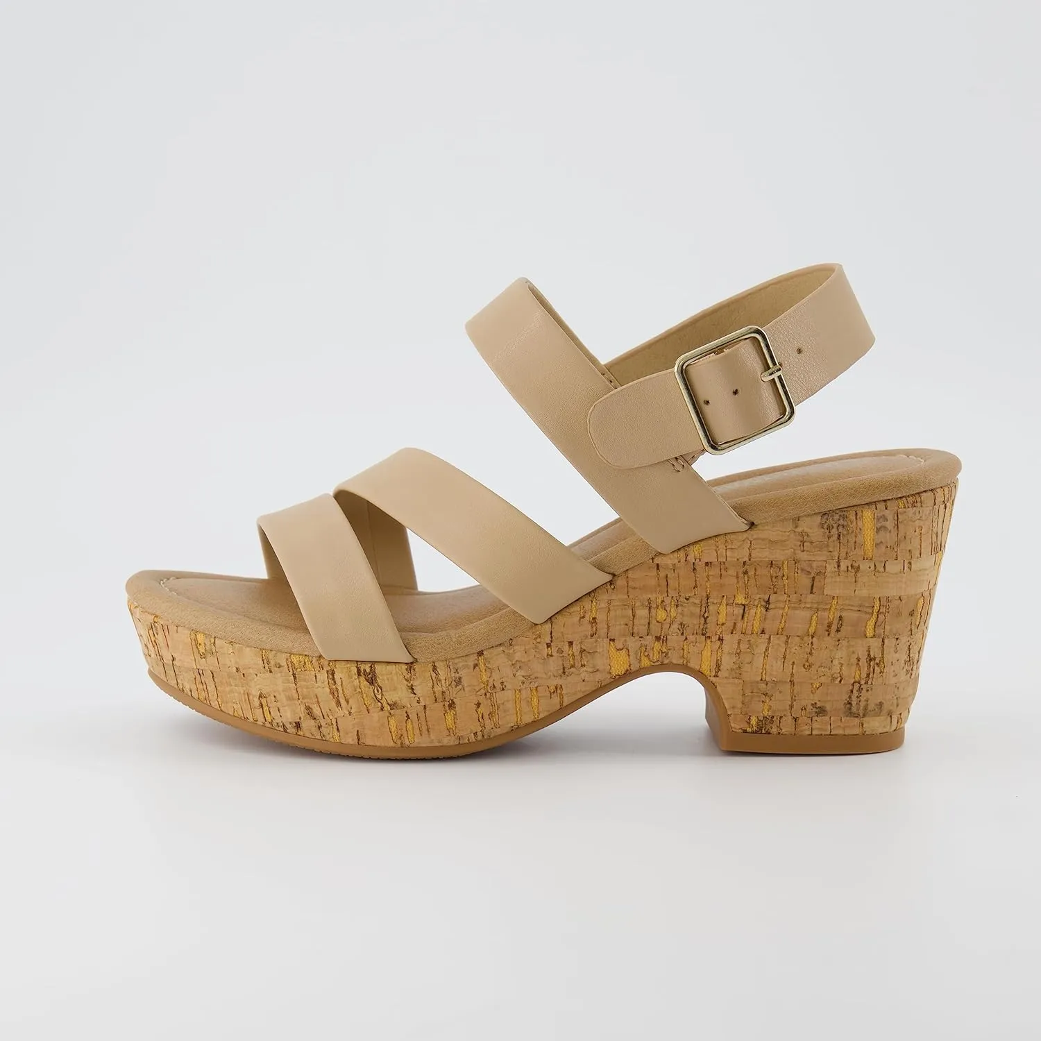 CUSHIONAIRE Women's Russ cork wedge sandal  Memory Foam, Wide Widths Available