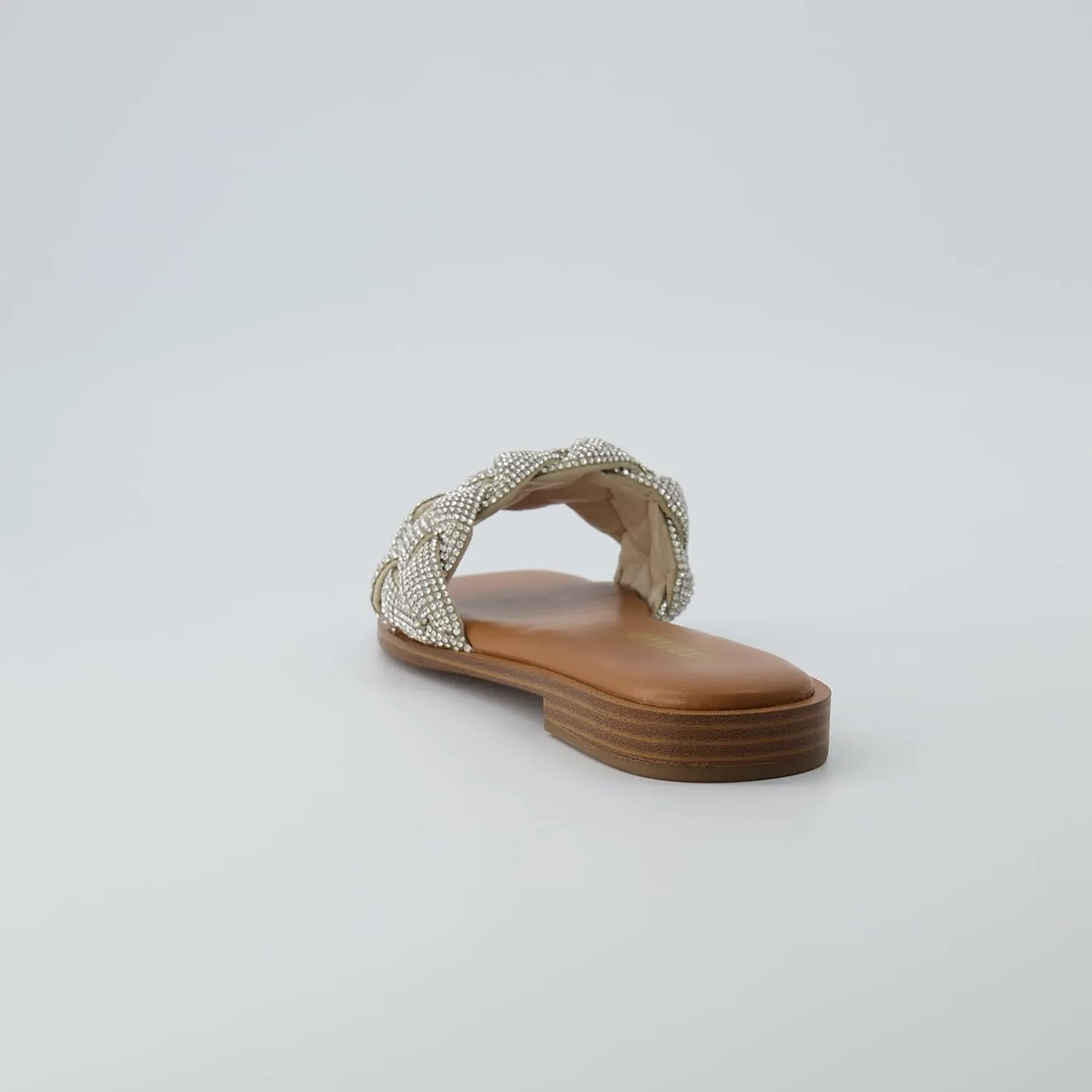 CUSHIONAIRE Women's Verse woven rhinestone slide sandal  Memory Foam, Wide Widths Available