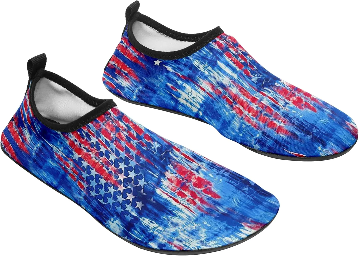 Customizable USA Flag Quick-Dry Water Shoes Stretch Fabric Slip-On Barefoot Beach Shoes Aqua Yoga Socks for Swim Surf