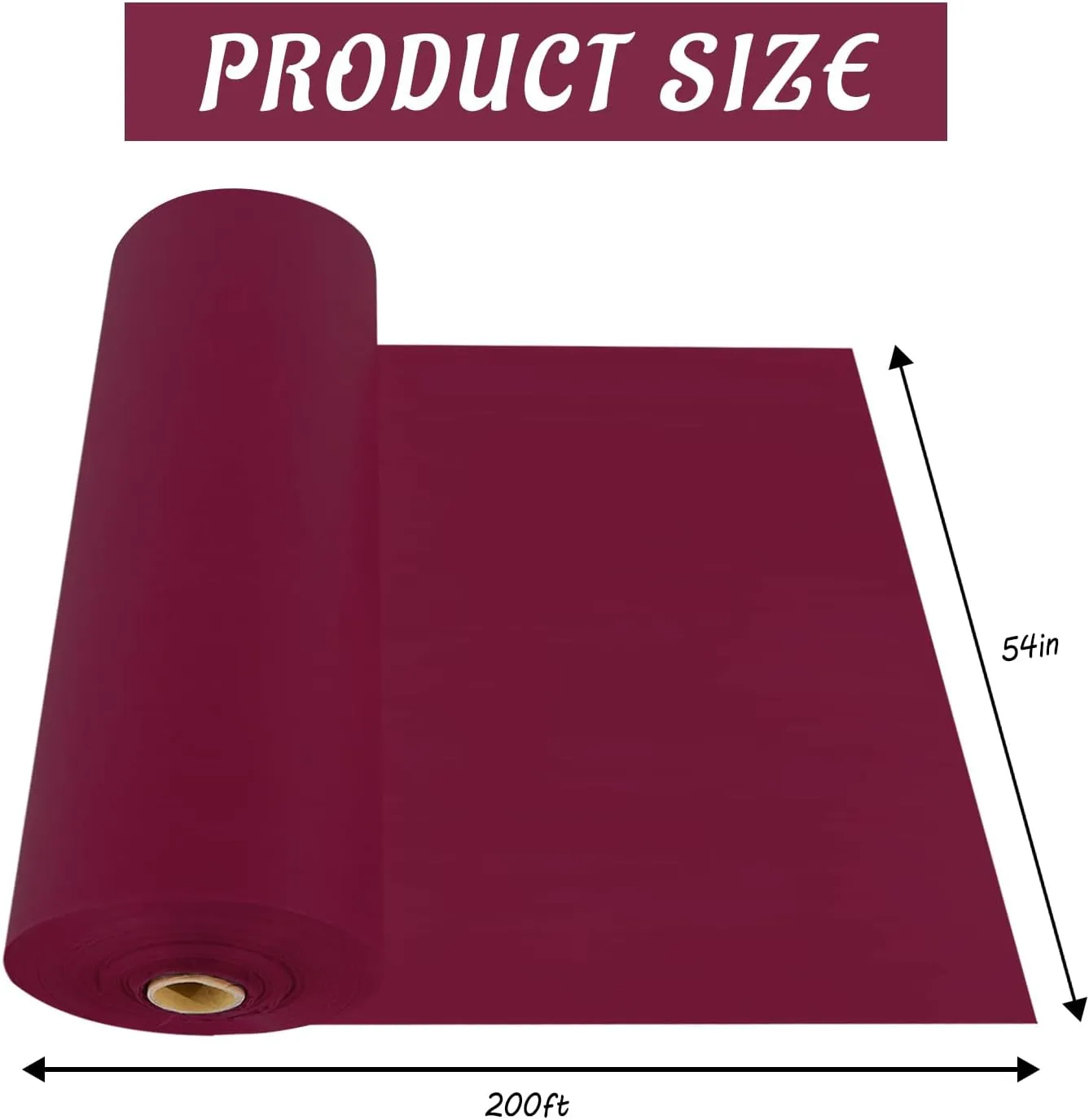 CXPSINC 54 Inch X 200 Feet Plastic Table Cover Roll Disposable Tablecloth with Slide Cutter for All Type/Shape Tables | Picnic, Party, Banquet, Birthdays, Weddings (Burgundy)