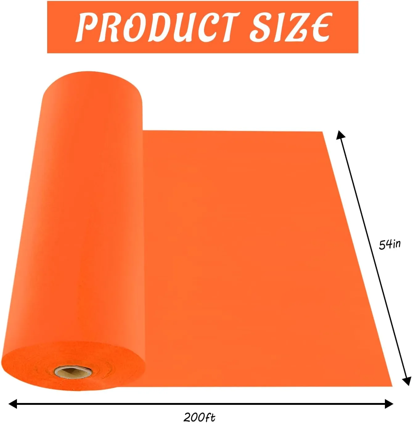 CXPSINC 54 Inch X 200 Feet Plastic Table Cover Roll Disposable Tablecloth with Slide Cutter for All Type/Shape Tables | Picnic, Party, Banquet, Birthdays, Weddings (Orange)
