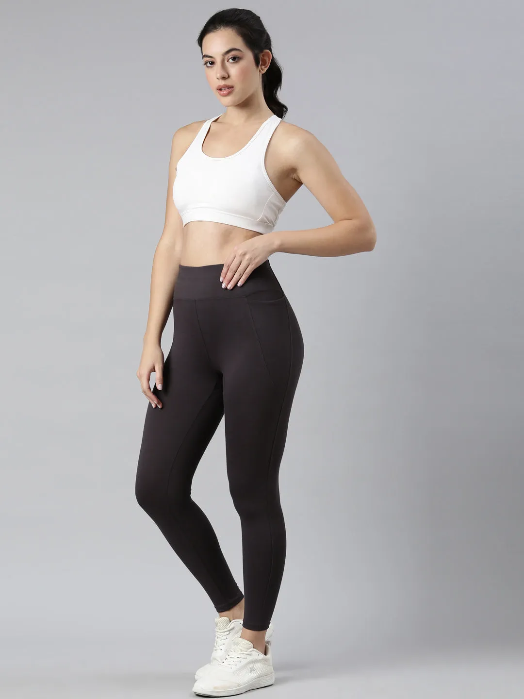 Dark Grey Cotton Stretch Yoga Legging