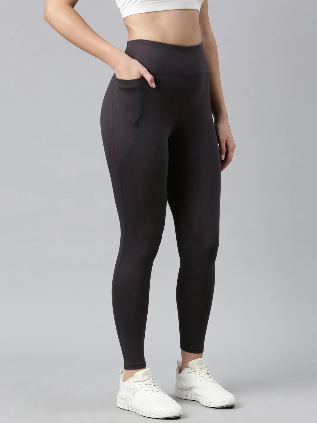 Dark Grey Cotton Stretch Yoga Legging