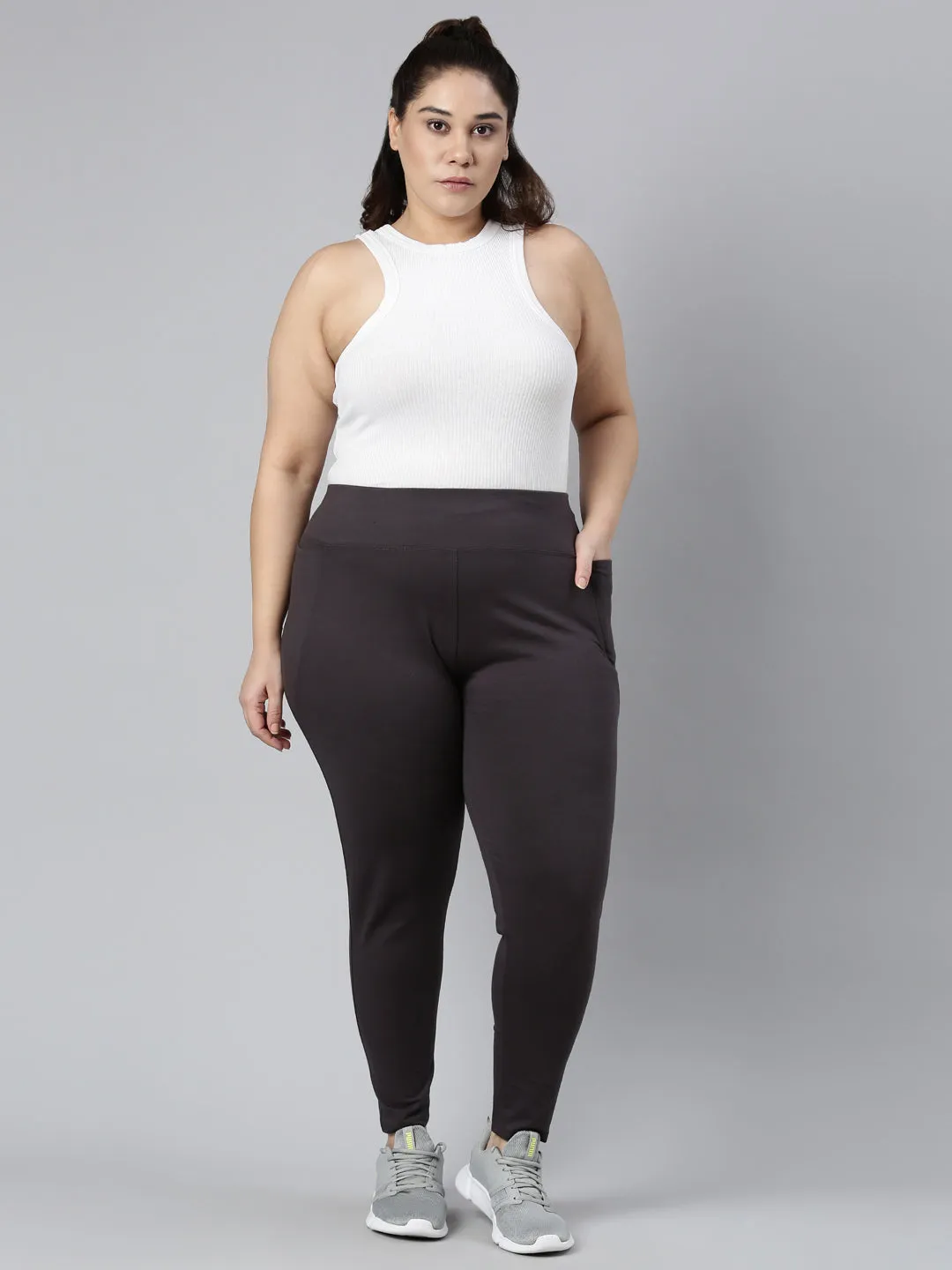 Dark Grey Cotton Stretch Yoga Legging