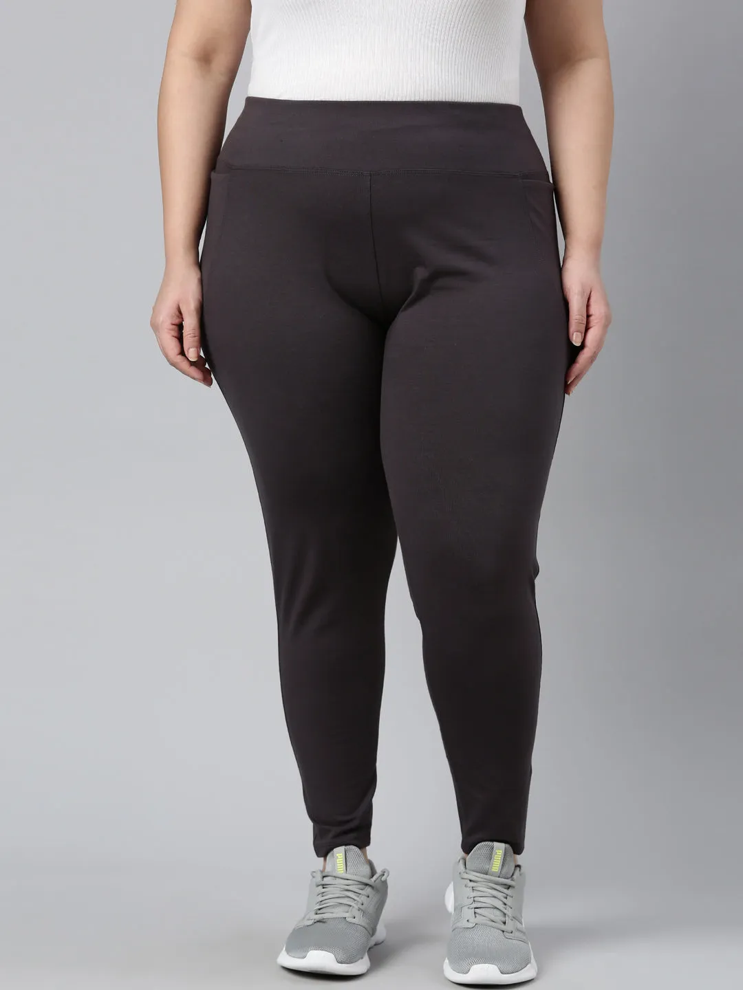 Dark Grey Cotton Stretch Yoga Legging