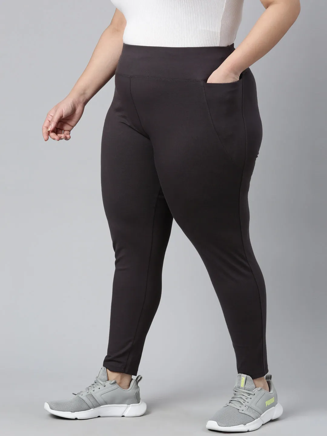 Dark Grey Cotton Stretch Yoga Legging