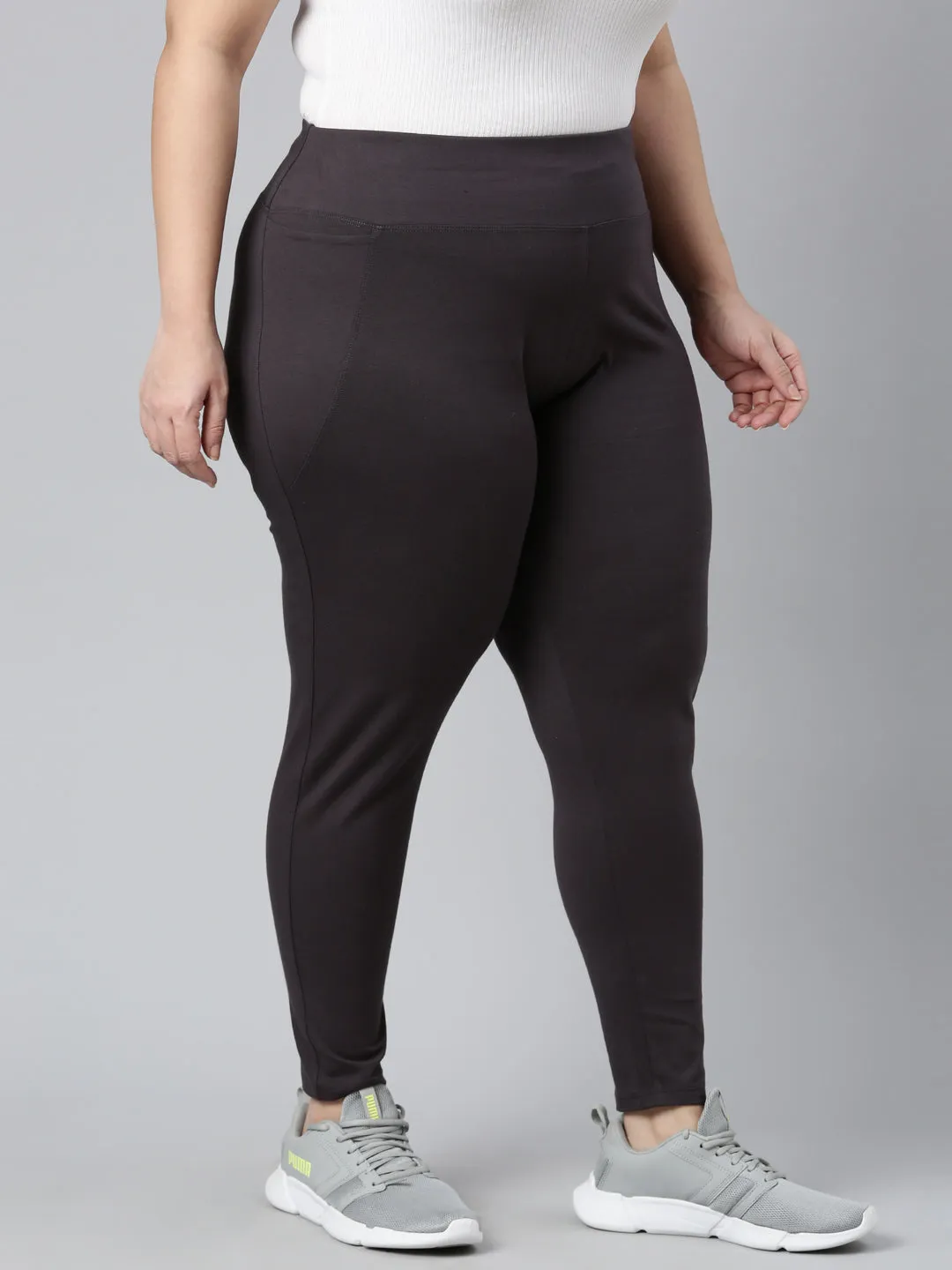Dark Grey Cotton Stretch Yoga Legging