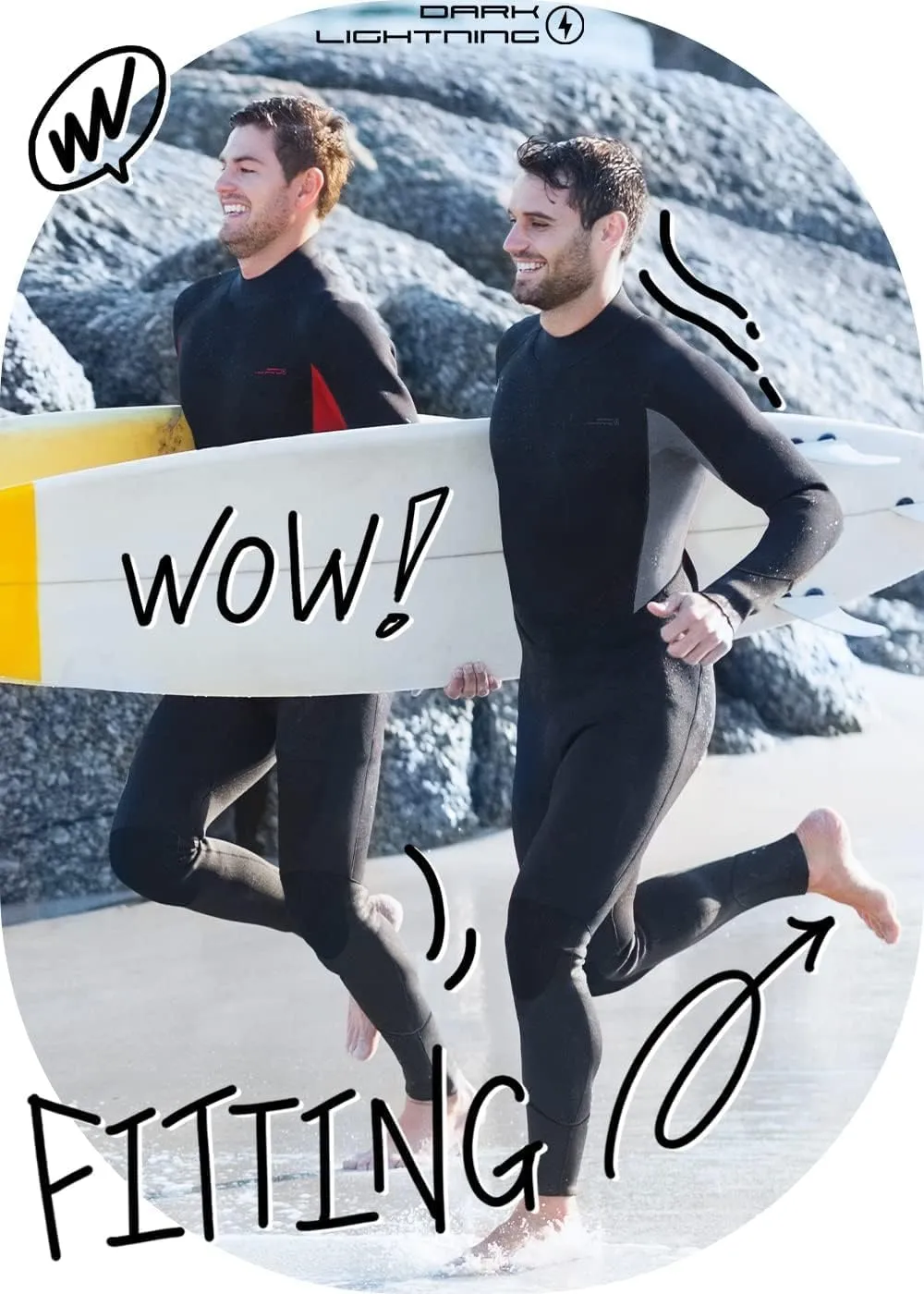 Dark Lightning Wetsuits for Men and Women, Mens/Womens Wet Suit for Cold Water, 3/2mm Wetsuit for Diving Surfing Snorkeling Kayaking Water Sports