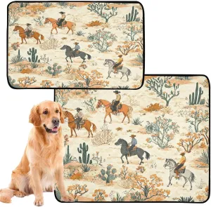 Desert Horseback Riding Washable Pee Pads for Dogs,Absorbent Reusable Puppy Pads Pet Training Pads for Whelping, Playpen, Crate, Bed Sx3