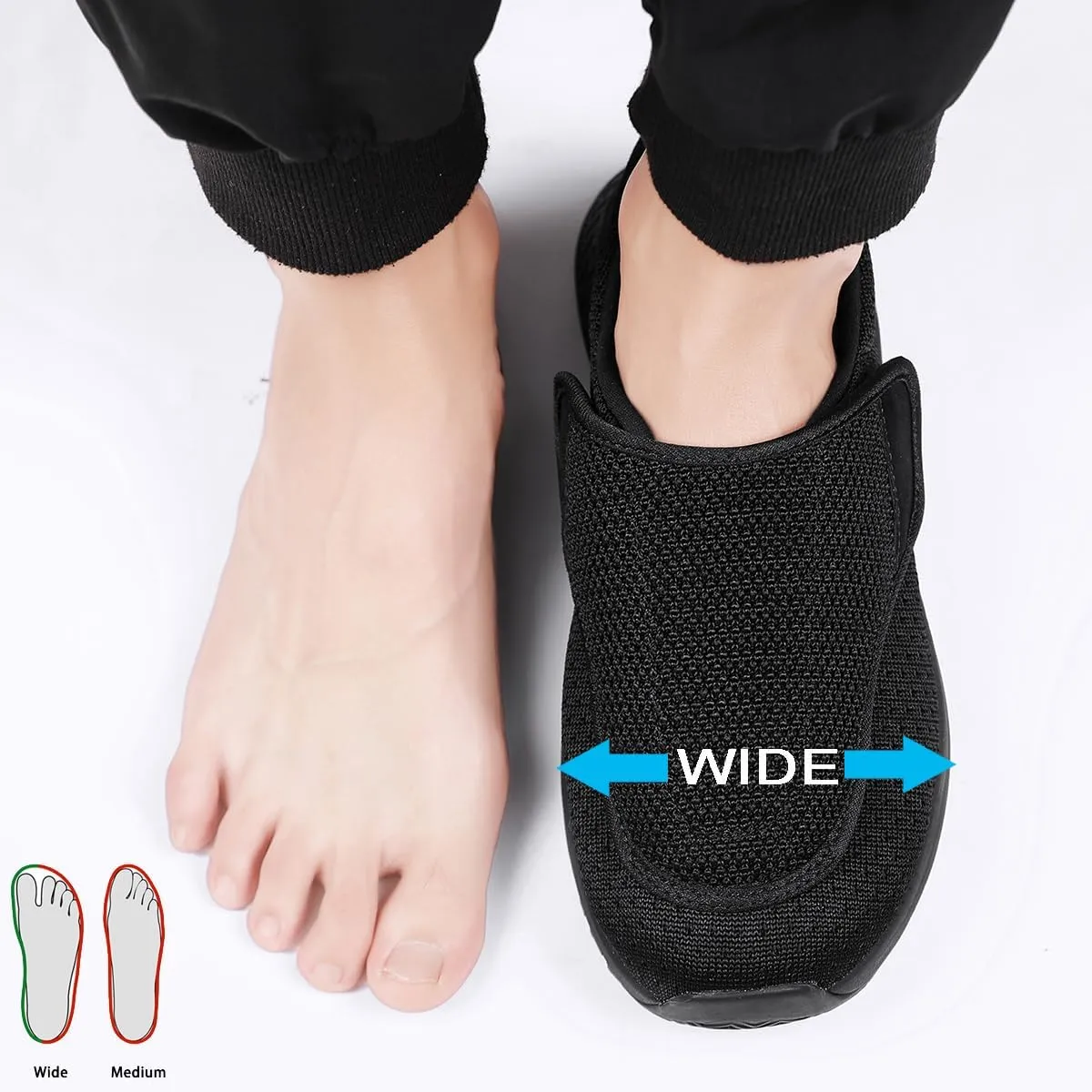 Diabetic Shoes for Men and Women, Adjustable Slip-On Wide Walking Shoes for Swollen Feet, Orthopedic Foot Pain Relief, Neuropathy - EasyTop Wings