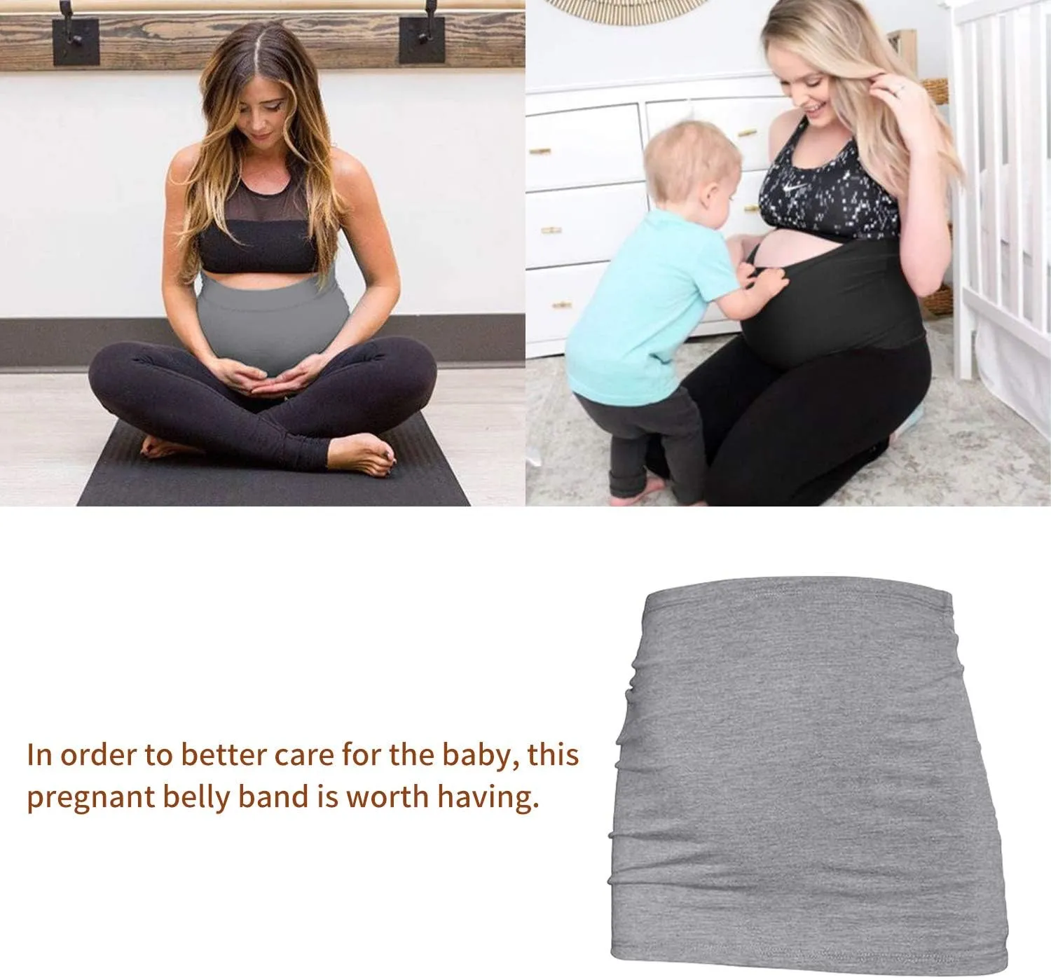 DIRAVO Womens Maternity Belly Band for Pregnancy Non-slip Silicone Stretch Pregnancy Support Belly Belt Bands…