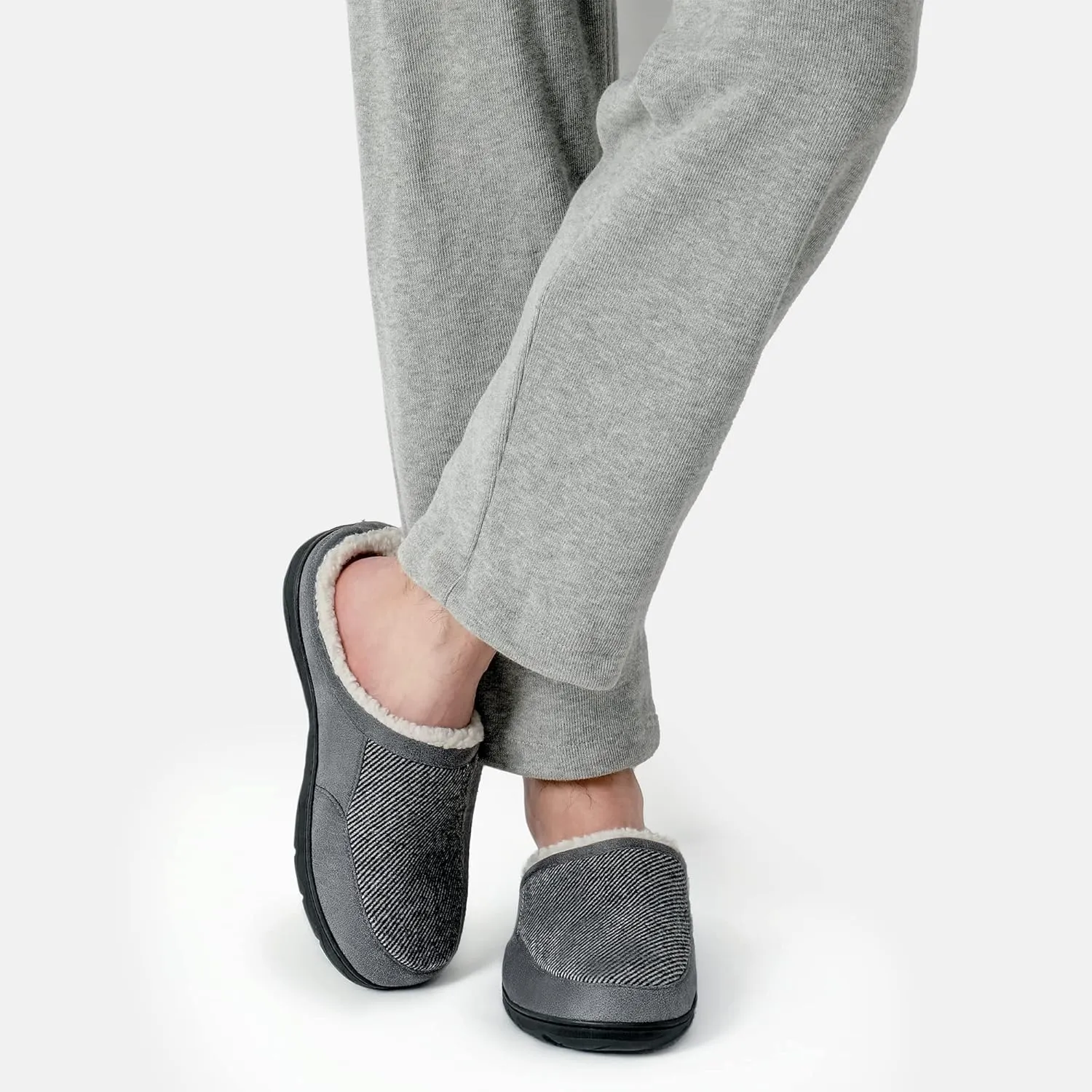 DREAM PAIRS Men's Cozy Memory Foam Slippers with Fuzzy Wool-Like Lining, Slip-on Washable Indoor Outdoor House Shoes