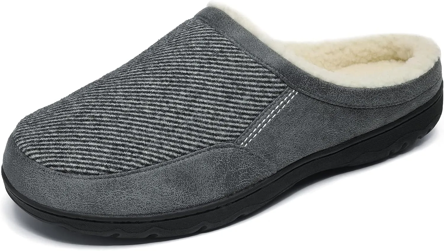 DREAM PAIRS Men's Cozy Memory Foam Slippers with Fuzzy Wool-Like Lining, Slip-on Washable Indoor Outdoor House Shoes
