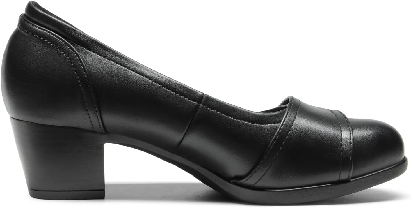 DREAM PAIRS Women's Chunky Comfortable Closed Toe Low Block Heels Work Round Toe Dress Wedding Adjustable Slip On Pumps Shoes