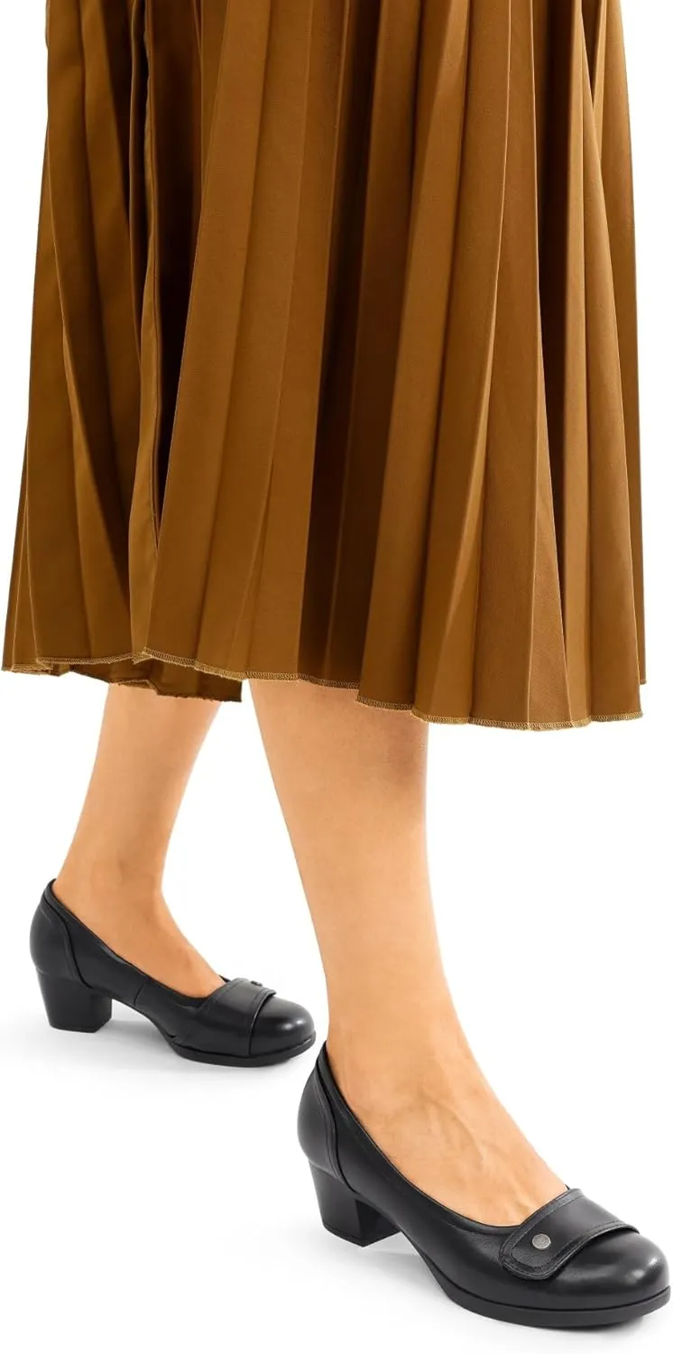DREAM PAIRS Women's Chunky Comfortable Closed Toe Low Block Heels Work Round Toe Dress Wedding Adjustable Slip On Pumps Shoes
