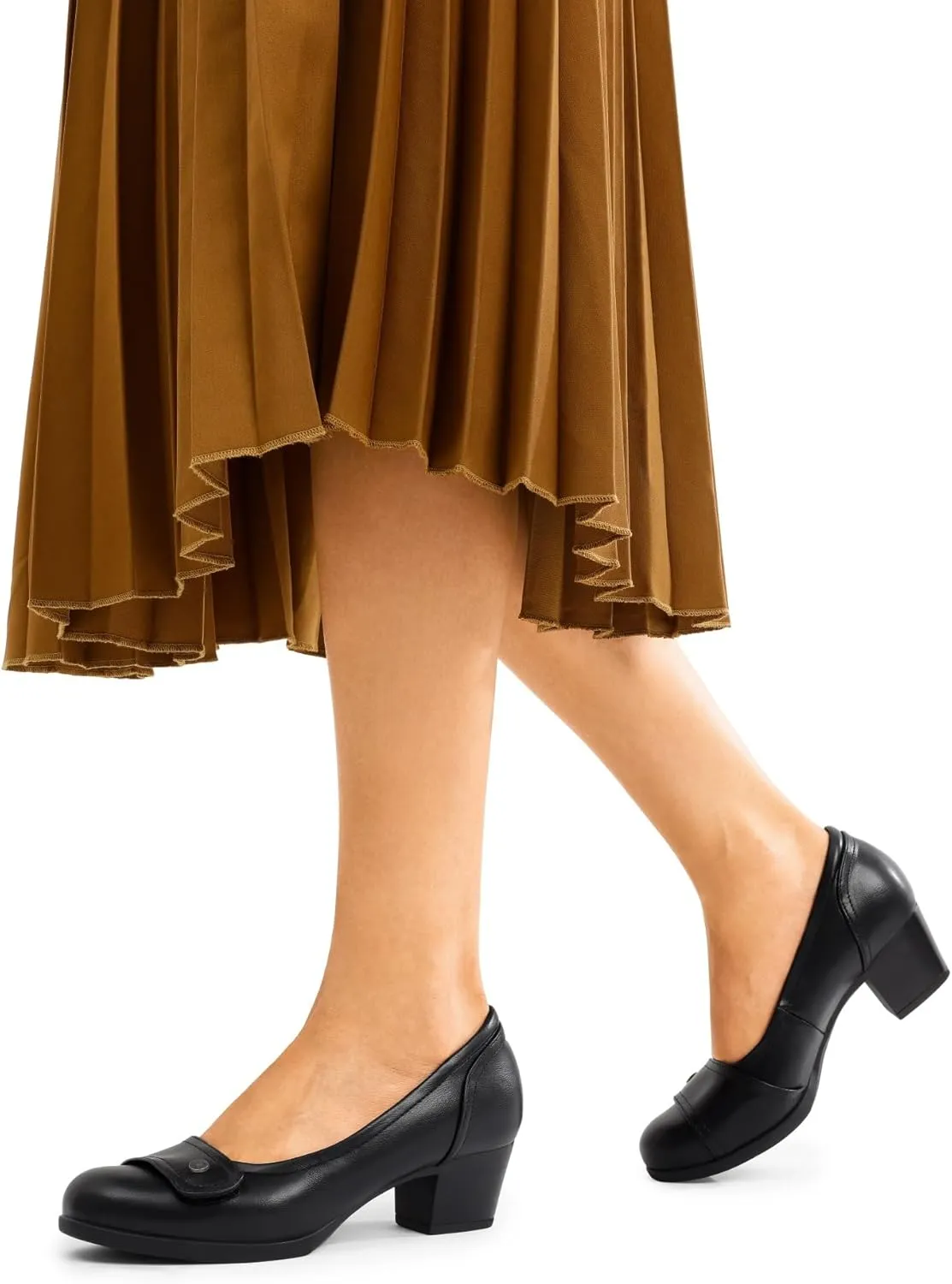 DREAM PAIRS Women's Chunky Comfortable Closed Toe Low Block Heels Work Round Toe Dress Wedding Adjustable Slip On Pumps Shoes