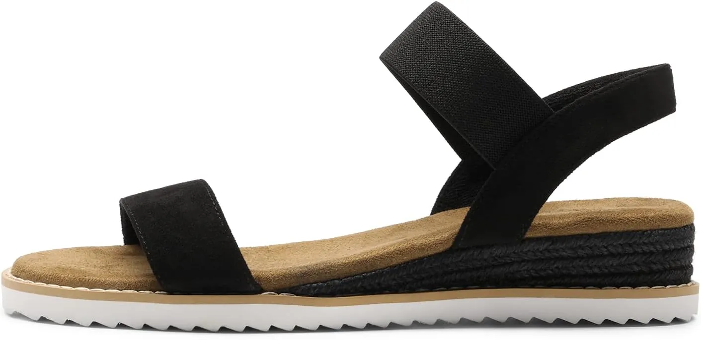DREAM PAIRS Womens Espadrilles Ankle Stretch Elastic Strap Open Toe Wedges Flats Sandals