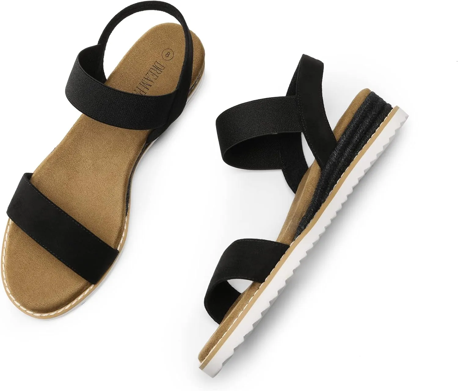 DREAM PAIRS Womens Espadrilles Ankle Stretch Elastic Strap Open Toe Wedges Flats Sandals
