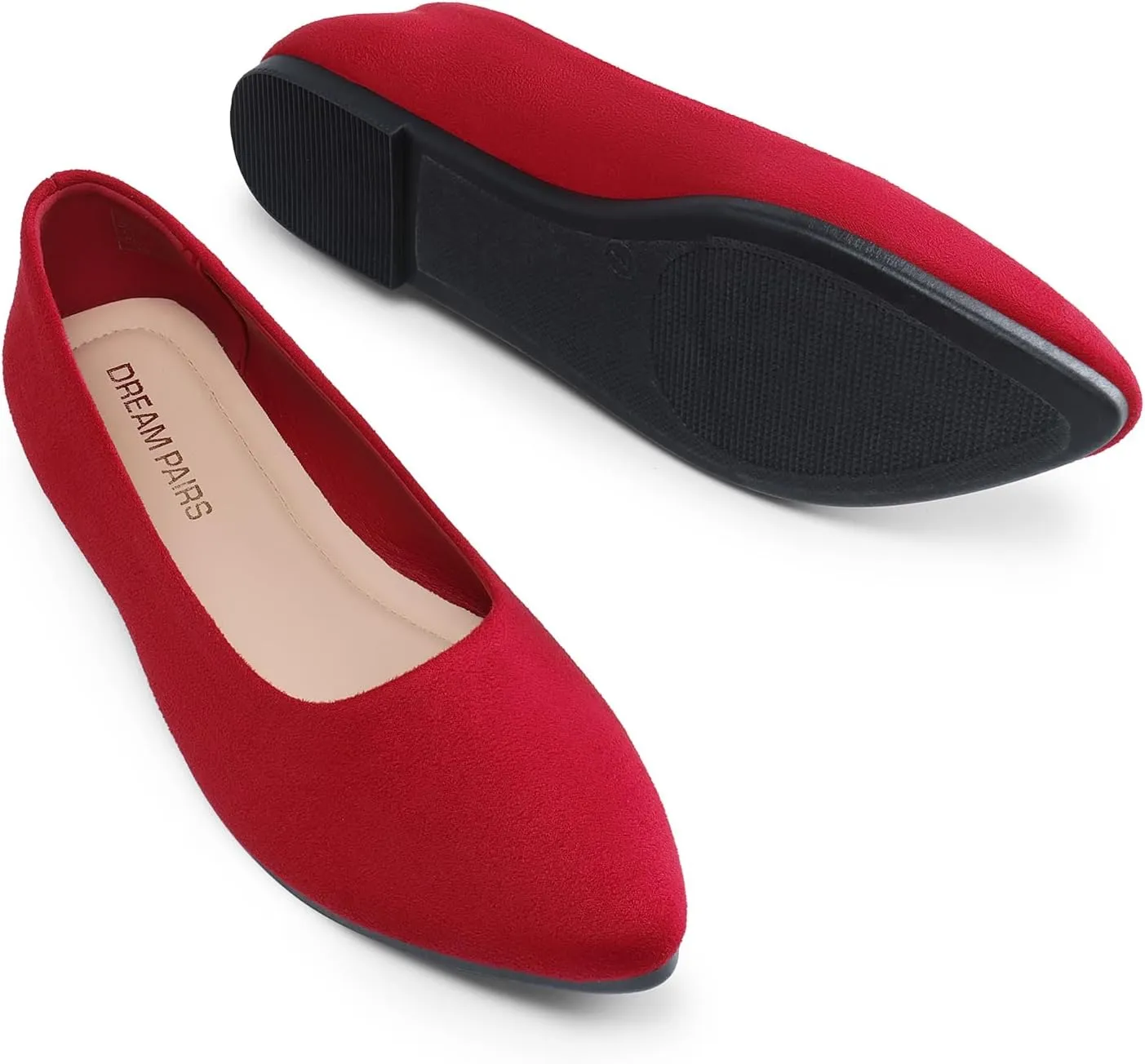 DREAM PAIRS Women’s Flats Comfortable Slip On Business Work Office Casual Suede Ballet Flats Pointed Toe Dress Shoes