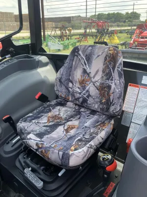 Durafit Seat Covers, Compatible with KIOTI CK,DK and NS Series Open Station Tractor, Grammar Suspension seat. Two Piece Vinyl seat, NO ARMREST. XD3 CAMO