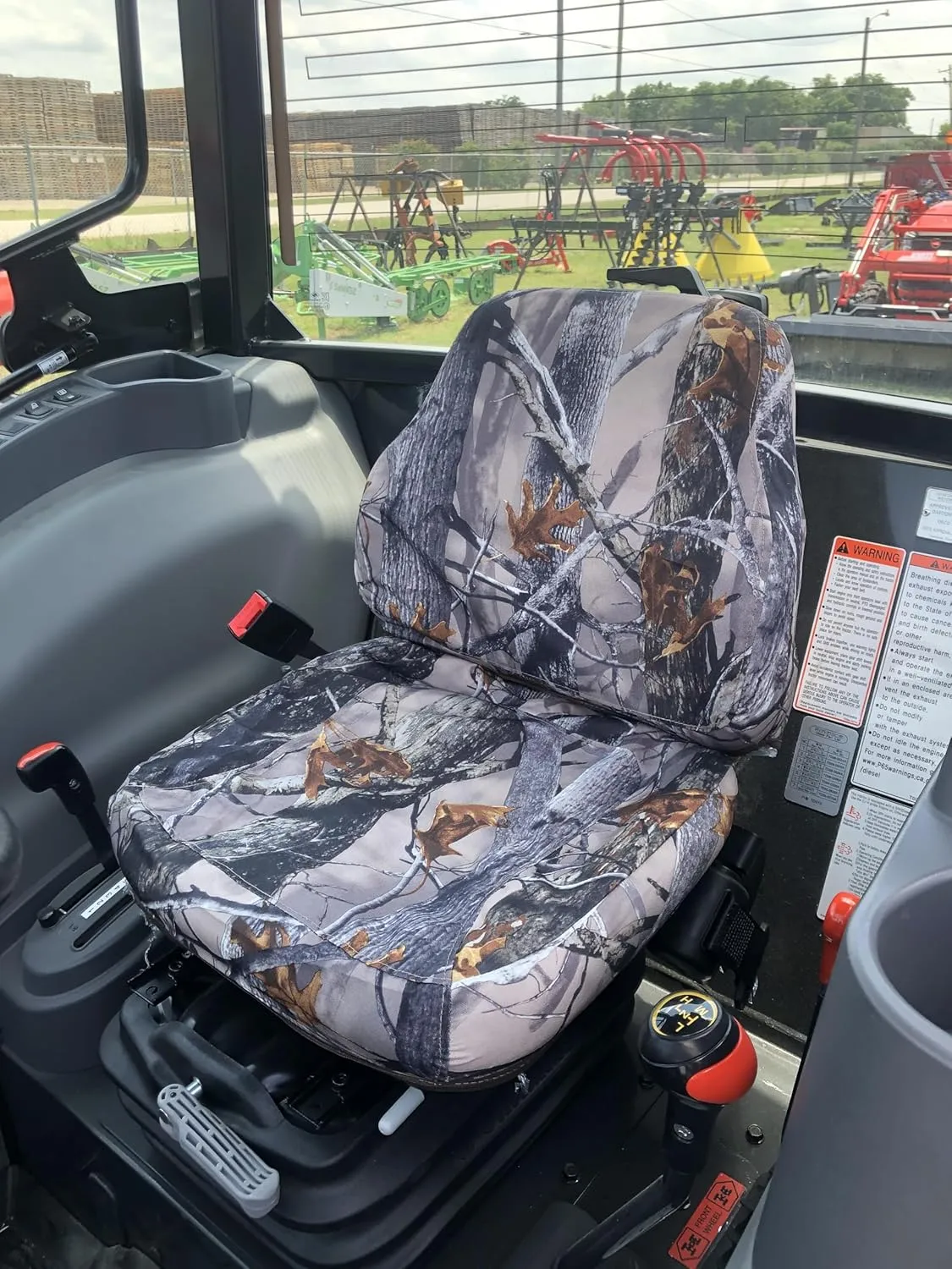 Durafit Seat Covers, Compatible with KIOTI CK,DK and NS Series Open Station Tractor, Grammar Suspension seat. Two Piece Vinyl seat, NO ARMREST. XD3 CAMO