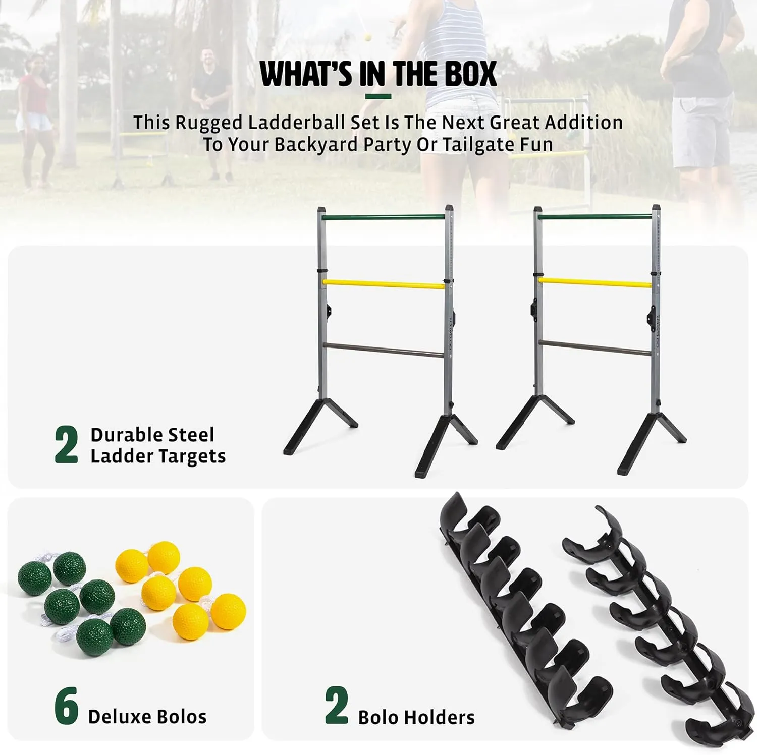 EastPoint Sports Go! Gater Premium Steel Ladderball Set - Features Sturdy Steel Material, Built-in Scoring System, Complete with All Accessories