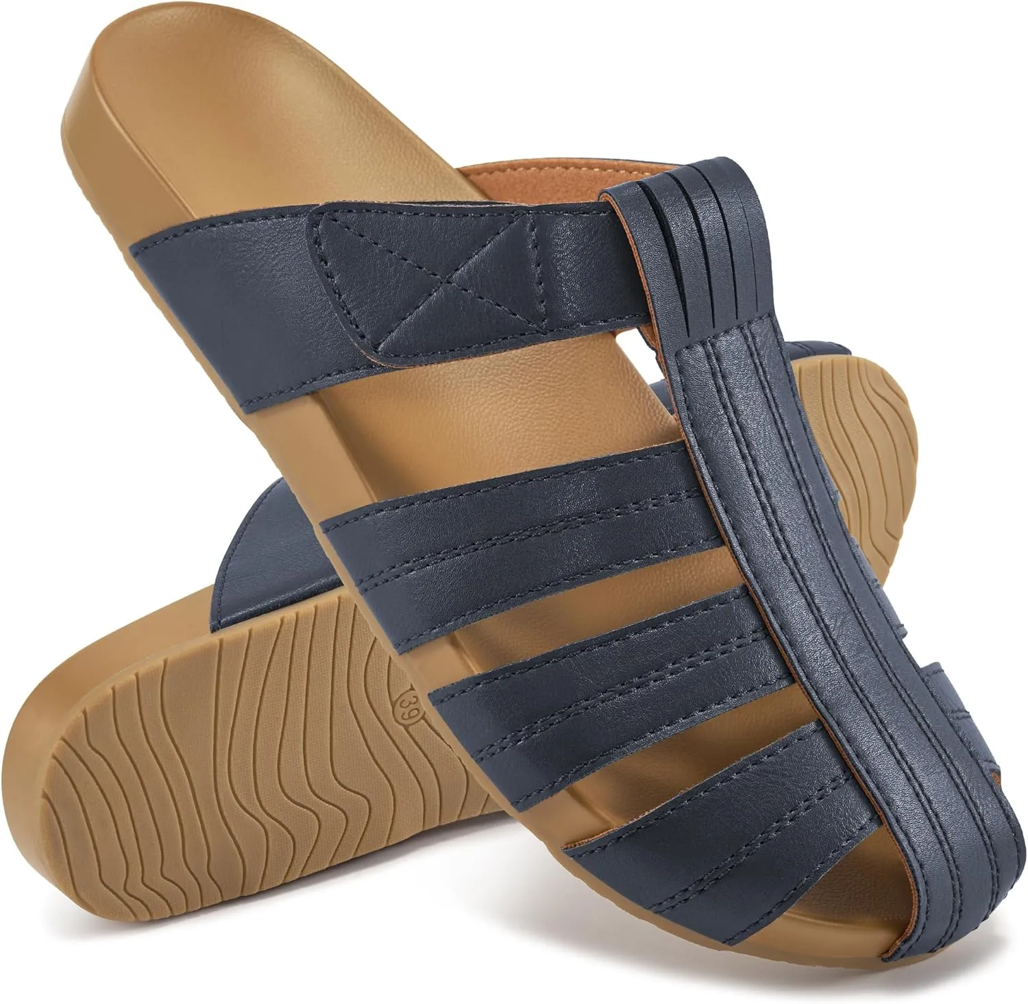 Ecetana Womens Clogs Flat Sandals Dressy Summer Comfortable Closed Toe Mules Breathable Adjustable Slip On Shoes