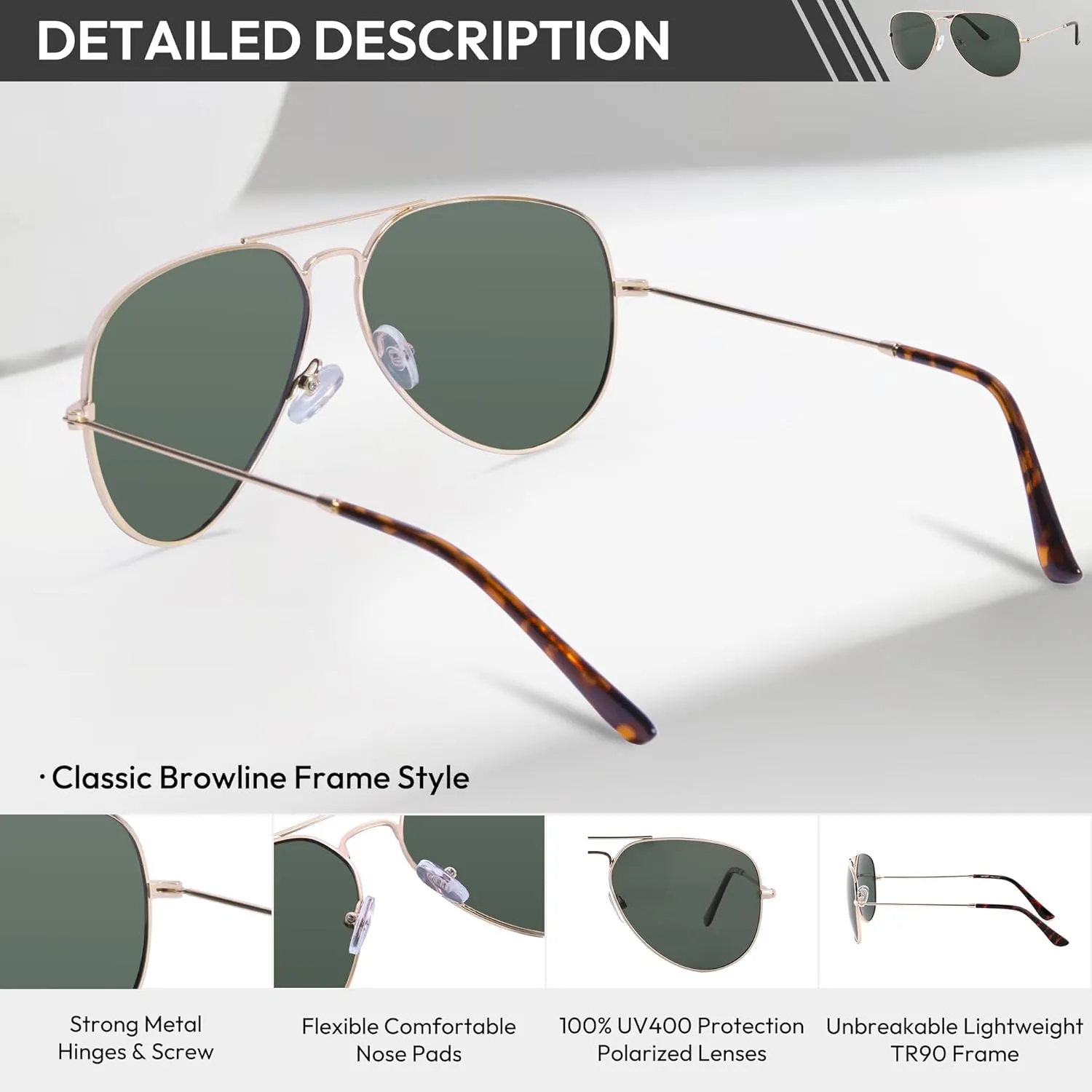 EFE Classic Oversized Polarized Sunglasses for Women Composite TR90 Frame UV 400 Protection Fashion Retro Eyewear