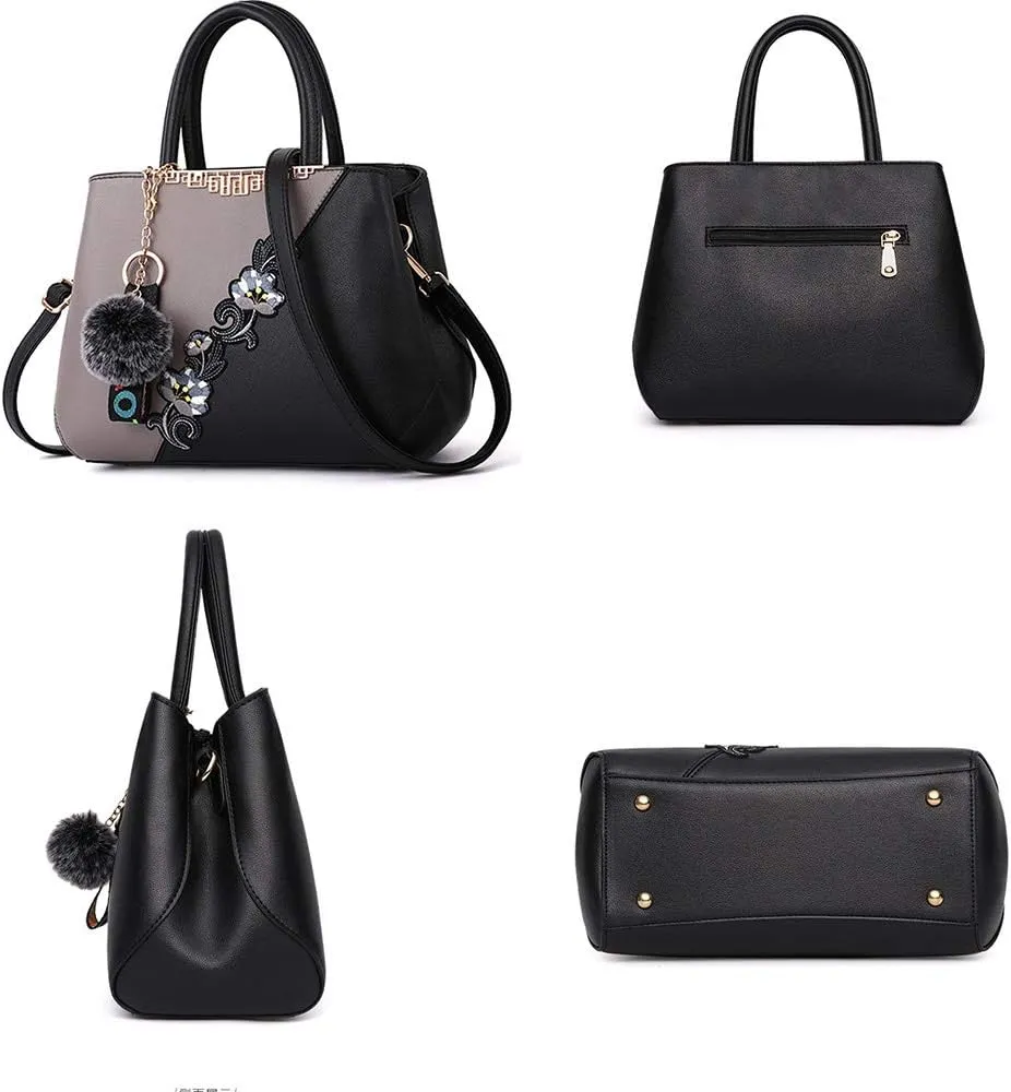 ELDA Purses and Handbags for Women Embroidery Top Handle Satchel Fashion Ladies Shoulder Bag Tote Purse Messenger Bags
