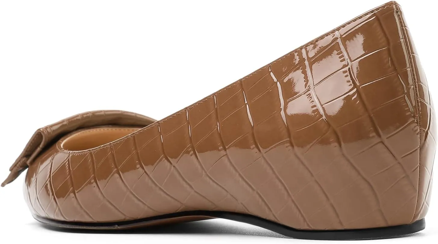 Eldof Loafer Flats for Women Pointed Toe Slip On Comfortable Ballet Flats Shoes with Bow for Office Casual Work Dress